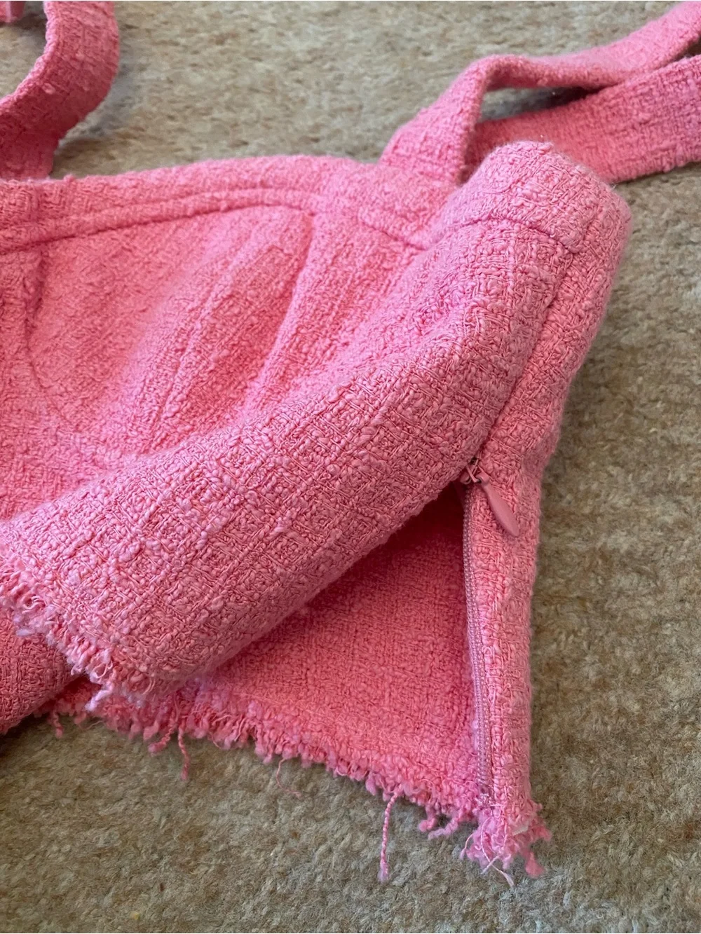 Zara Barbie Pink Textured Bustier Cropped Tank Top Size Small